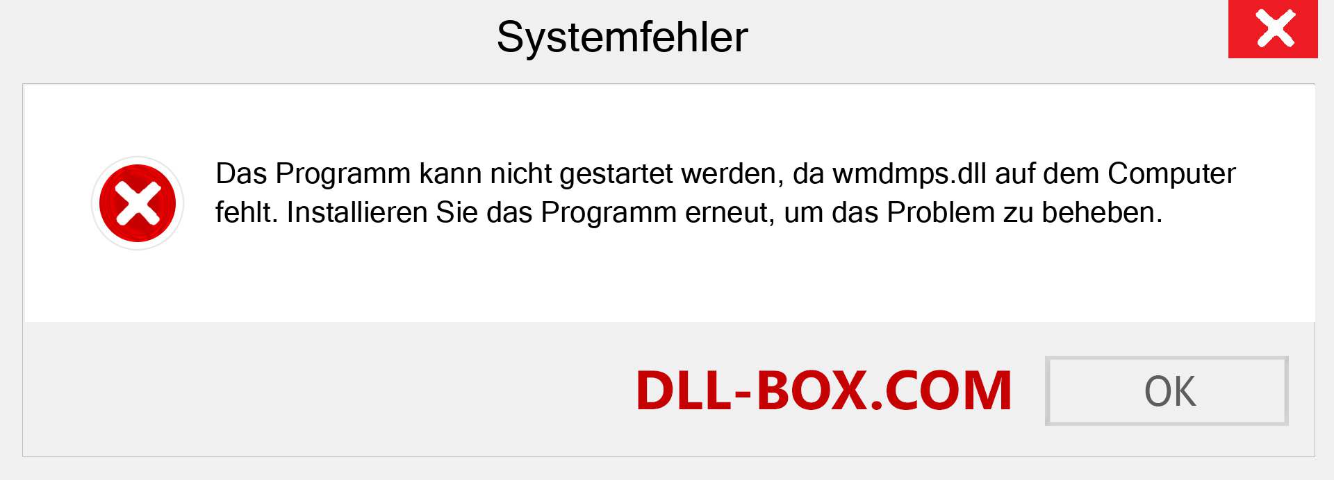 wmdmps.dll-Datei fehlt?. Download für Windows 7, 8, 10 - Fix wmdmps dll Missing Error unter Windows, Fotos, Bildern